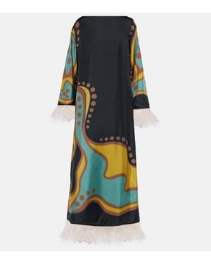 La DoubleJ Opera Feather-Trimmed Twill Gown - Black