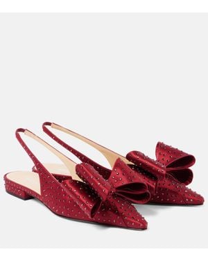 Mach & Mach Ballerines Le Cadeau En Satin A Ornements - Rouge