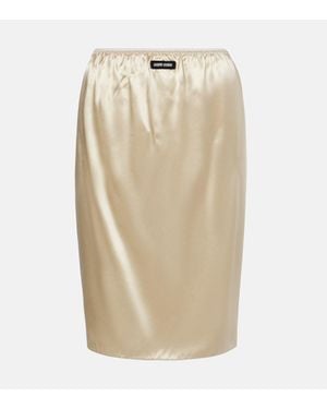 Miu Miu Jupe Midi En Satin - Neutre