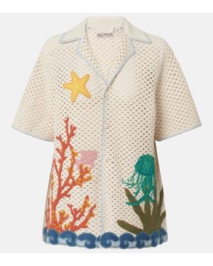 ALÉMAIS Splash Embroidered Crochet Cotton Shirt - White