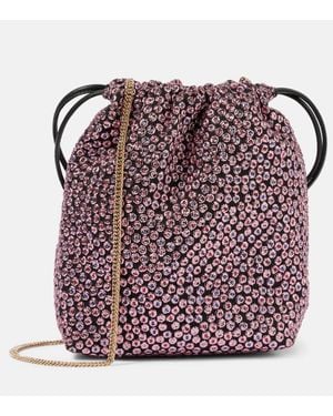 Dries Van Noten Borsa A Tracolla Small Con Cristalli - Viola