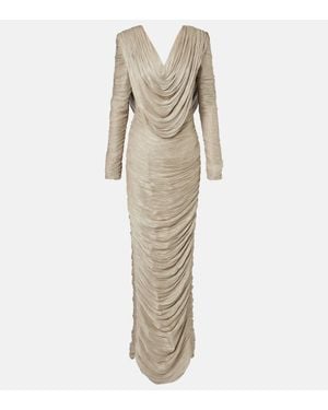 Marmar Halim Draped Pleated Gown - Natural