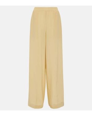 JOSEPH Hulin Silk Crepe Wide-Leg Trousers - Yellow