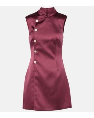 Self-Portrait Satin Minidress - Purple