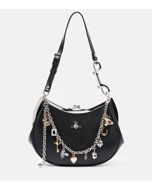 Vivienne Westwood Charm Frame Small Leather Shoulder Bag - Black