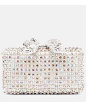 Self-Portrait Clutch Bow Mini Mit Kristallen - Mettallic