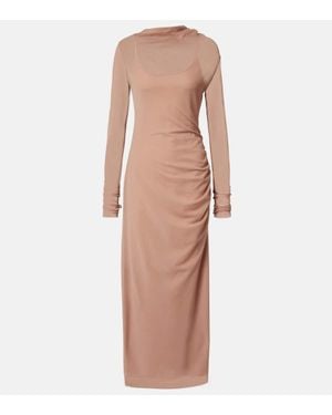 SIR. Ruby Draped Sheer Maxi Dress - Pink