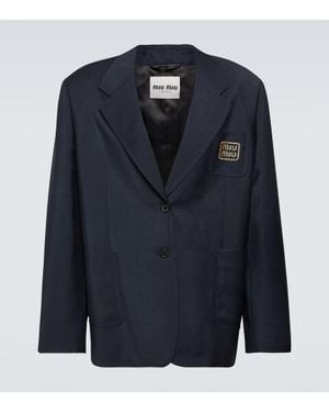 Miu Miu Blazer De Lana Y Mohair - Azul