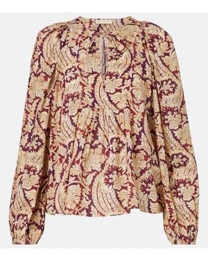 Ulla Johnson Brea Printed Cotton-Blend Blouse - Brown
