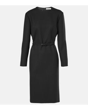 The Row Angeline Wool Midi Dress - Black