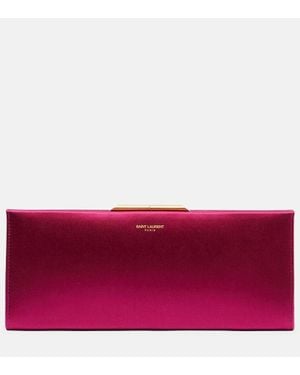 Saint Laurent Clutch Midnight Small De Saten - Rojo
