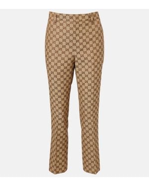 Gucci Gg Canvas Straight Trousers - Natural