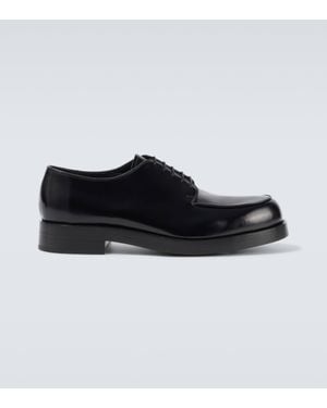 Prada Brushed Leather Derby Shoes - Black