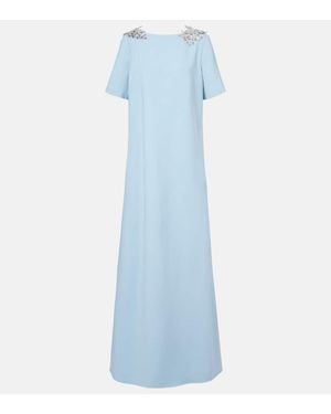 Oscar de la Renta Fern Sequined Wool-Blend Gown - Blue