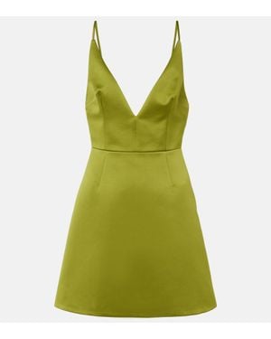 Emilia Wickstead Vero Plunged Satin Mini Dress - Green
