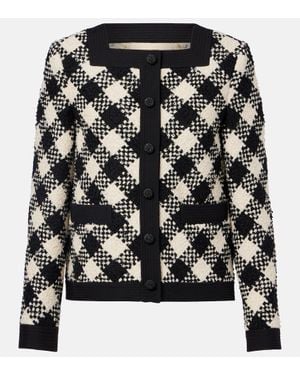 Valentino Chaqueta De Tweed A Cuadros Con Volantes - Negro