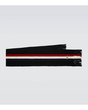 Moncler Bufanda De Lana Virgen Con Flecos - Negro