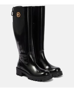 Versace Patent Leather Knee-High Boot - Black