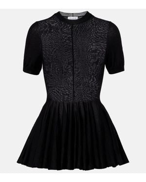 Alaïa Peplum Virgin Wool Top - Black