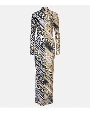 Area Colorblocked Printed Maxi Dress - White