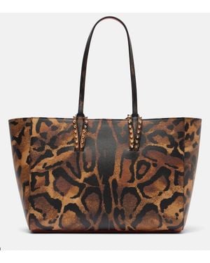 Christian Louboutin Cabas En Cuir A Motif Leopard - Marron