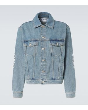Loewe Anagram-Embellished Collared Denim Jacket - Blue