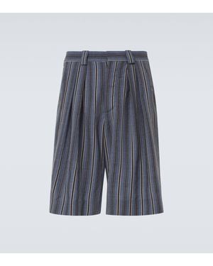 King & Tuckfield Striped Wool Bermuda Shorts - Grey