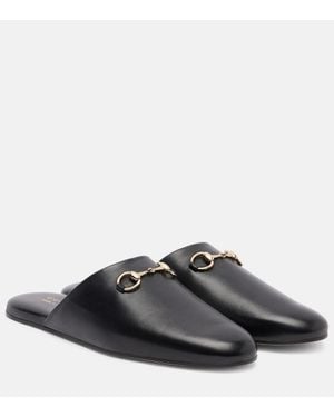 Gucci Mules De Piel Con Horsebit - Negro