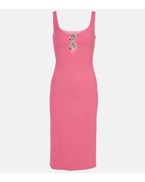 Blumarine Knee-Length Bow Dress With Bijou Brooch Detail in