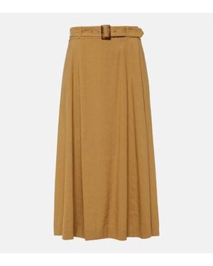 Veronica Beard Arwen Linen-Blend Midi Skirt - Natural
