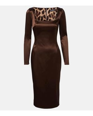 Dolce & Gabbana Satin Midi Dress - Brown