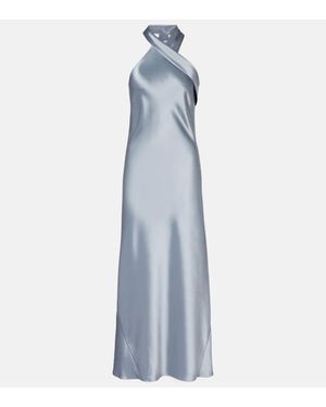 Galvan London Robe Midi Pandora En Satin - Bleu