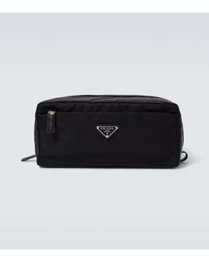 Prada Re-Nylon Leather-Trimmed Toiletry Bag - Black