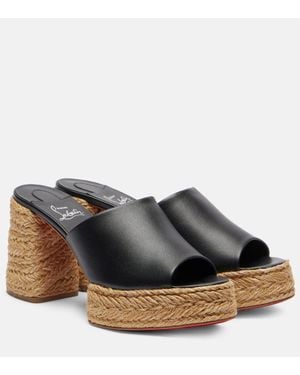 Christian Louboutin Calakala 85 Leather Platform Mules - Black