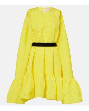 ROKSANDA Elia Caped Ruffled Cloque Minidress - Yellow