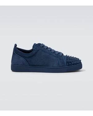 Christian Louboutin Sneakers Louis Junior Spikes Aus Veloursleder - Blau
