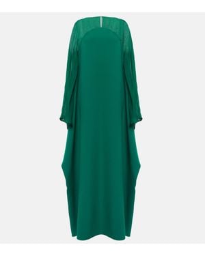 Safiyaa Silk-Trimmed Kaftan - Green