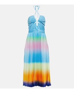 Jonathan Simkhai Annita Halterneck Pleated Midi Dress - Blue