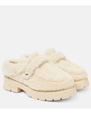 Jimmy Choo Shea Shearling Platform Mules - Natural