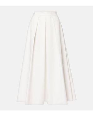 Elie Saab Cotton Popeline Midi Skirt - White