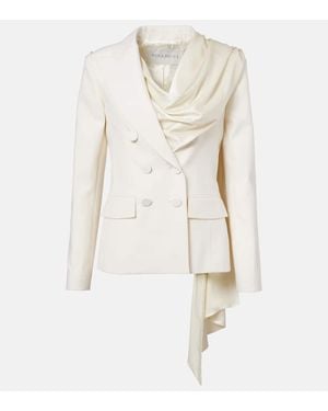 Nina Ricci Scarf-Detail Virgin Wool Gabardine Blazer - Natural