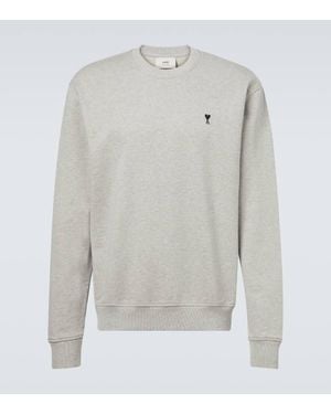 Ami Paris Ami De Cour Cotton Fleece Sweatshirt - Grey