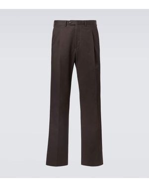 Saman Amel Amo Cotton And Cashmere Straight Trousers - Brown