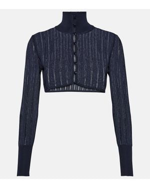 Alaïa Cropped-Cardigan Crinoline - Blau