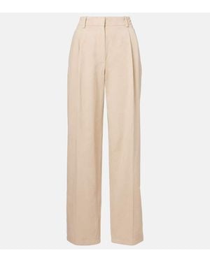 The Row Lilas Cotton And Linen Wide-Leg Pants - Natural