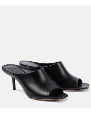 Max Mara Muleopentoe 65 Leather Mules - Black