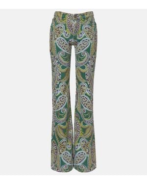 Etro Paisley High-Rise Bootcut Jeans - Green