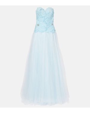 Costarellos Robe Longue Edra En Tulle - Bleu