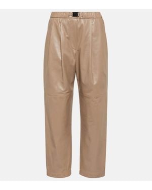 Brunello Cucinelli Mid-Rise-Hose Aus Leder - Natur