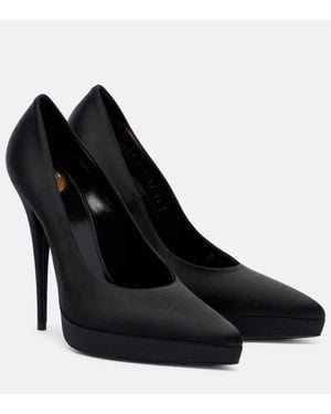 Saint Laurent Plateau-Pumps Lisa 110 Aus Satin - Schwarz
